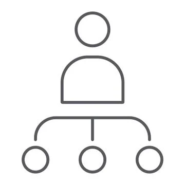 Person and chart thin line icon, worker and diagram, structure sign, vector Illustrazione stock