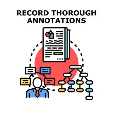 Person annotating document and creating data structure Stock Illustration
