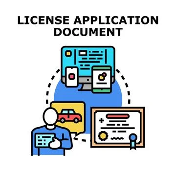 Person applying for driving license document online Stock Illustration