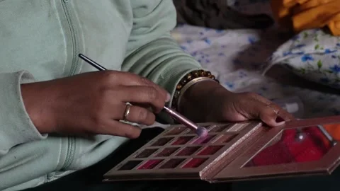 Person Applying Eyeshadow Stock Footage 332573951