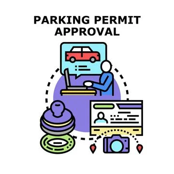 Person applying for parking permit approval process 스톡 일러스트