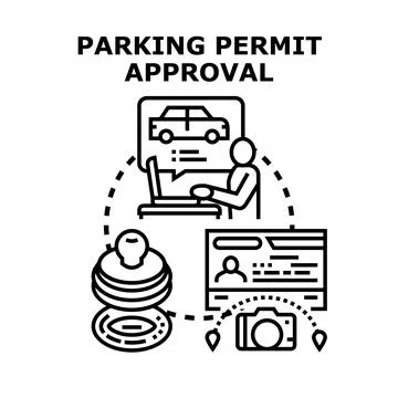 Person applying for parking permit approval process 스톡 일러스트
