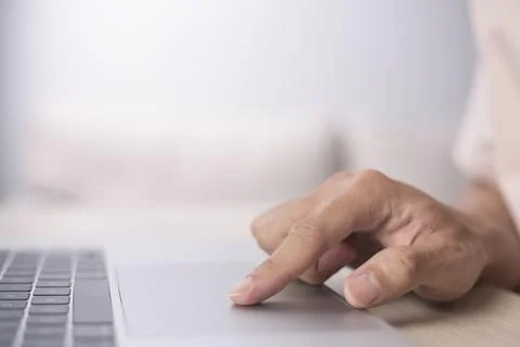 Person are using laptops, working or studying online at home. businessman usi Stock Photos