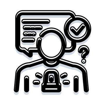 Person asking question receiving information and approval Stock Illustration