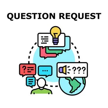 Person asking questions and getting answers online Stock Illustration
