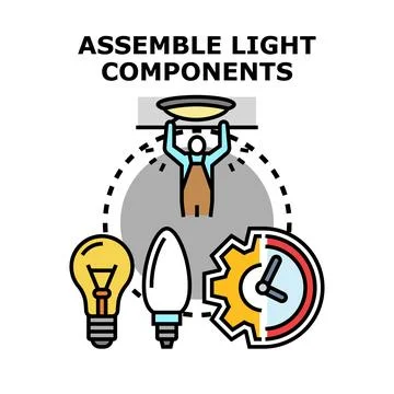 Person assembling light components for home illumination Stock Illustration
