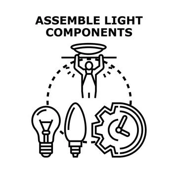 Person assembling light components for home illumination Stock Illustration