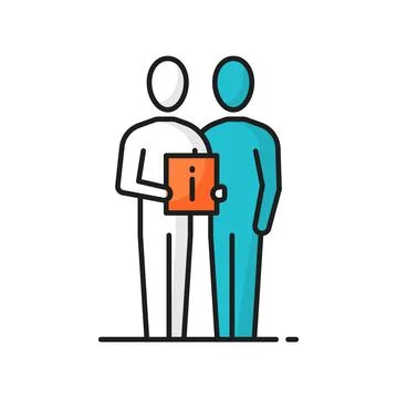 Person assistant help to client, information board Illustrazione stock