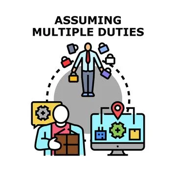 Person assuming multiple duties and managing diverse tasks Stock Illustration