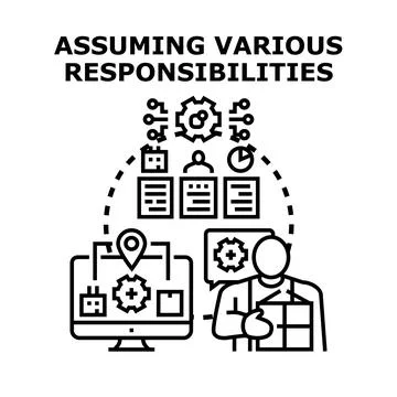 Person assuming various responsibilities in project management Stock Illustration