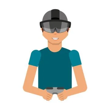 Person with augmented reality glasses 库存插图