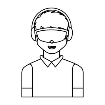 Person with augmented reality glasses 库存插图