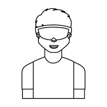 Person with augmented reality glasses イラスト素材