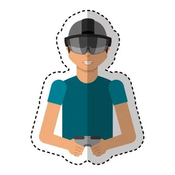 Person with augmented reality glasses Illustrazione stock
