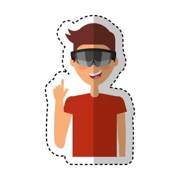 Person with augmented reality glasses イラスト素材
