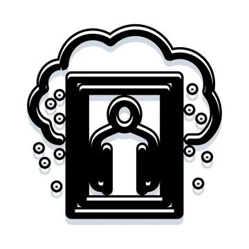 Person avatar icon in digital cloud network 库存插图