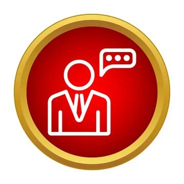 Person avatar with speech bubble on red button Stock Illustration
