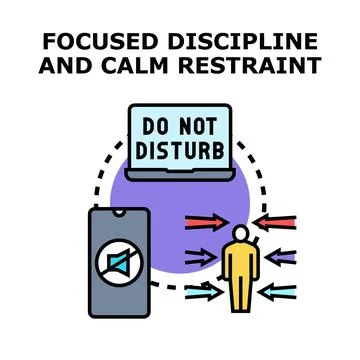 Person avoiding distractions for focused discipline and calm restraint Stock Illustration