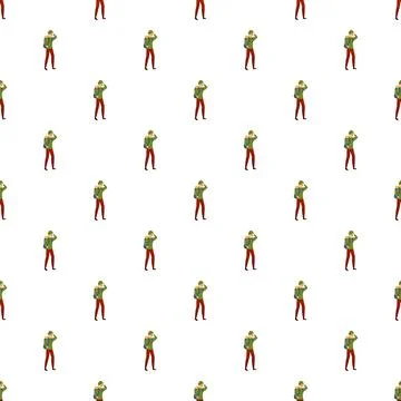 Person with backpack looking ahead seamless pattern 库存插图
