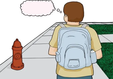 Person with Backpack Thinking Stock Illustration
