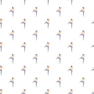 Person balancing in active pose seamless pattern Illustrazione stock