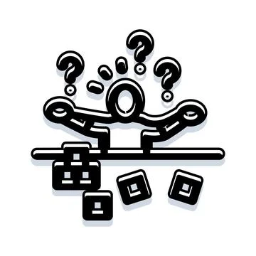 Person balancing elements feeling uncertainty and confusion イラスト素材