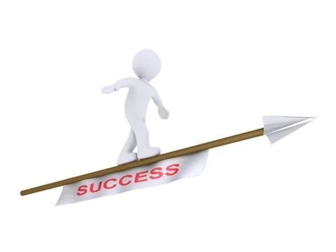 Person is balancing on a flying arrow Stock Illustration