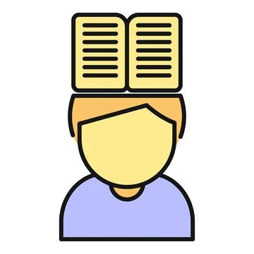 Person balancing open book on head representing education Stock Illustration