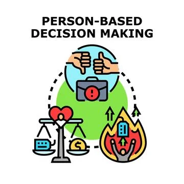 Person based decision making process evaluation concept Stock Illustration