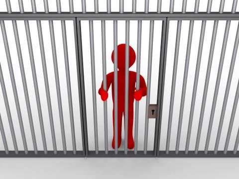 Person behind bars as a prisoner Stock Illustration