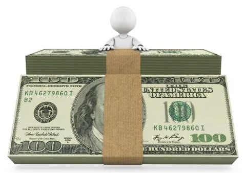 Person behind a stack of dollar bills Stock Illustration