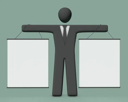 Person with blank board Illustrazione stock
