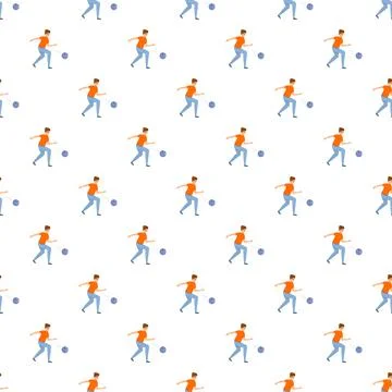 Person bowling game repeating seamless abstract pattern Stock Illustration
