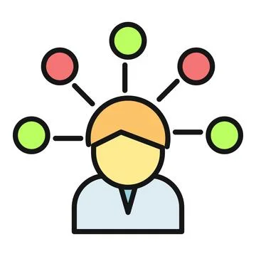 Person brainstorming ideas connecting mind map network Illustrazione stock