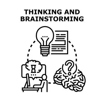 Person brainstorming ideas having question and solution Stock Illustration