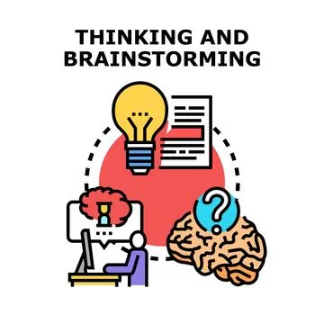 Person brainstorming ideas having question and solution Illustrazione stock