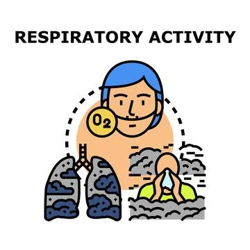 Person breathing polluted air causing respiratory distress Stock Illustration