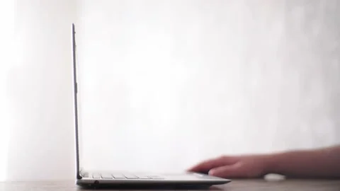 A person with a broken hand presses the button. Communication on the Internet Stock Footage 132998226