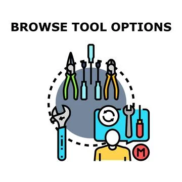 Person browsing tool options for repair service Stock Illustration