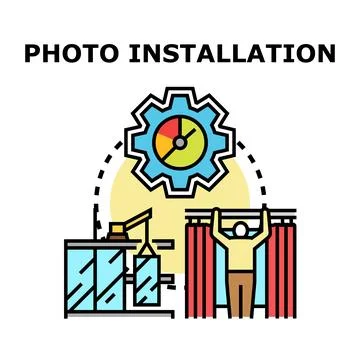 Person building artistic installation process vector concept Stock Illustration