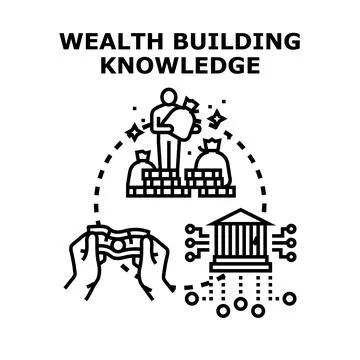 Person building wealth using financial knowledge and investment Illustrazione stock