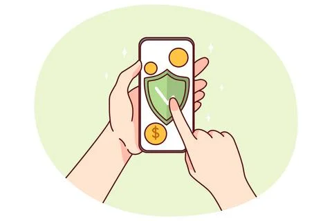 Person buy antivirus program on cell Stock-Illustration
