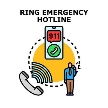 Person calling emergency hotline for help concept Stock Illustration