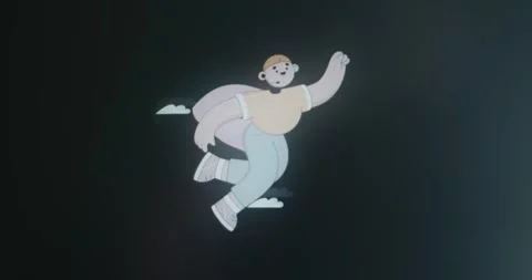 Person with a cape flying in the sky like a superhero Stock Footage 314852963