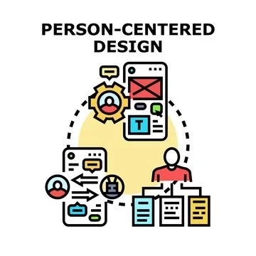 Person centered design optimizing user experience development Stock Illustration