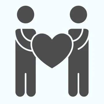 Person Charity solid icon. Two people holding heart vector illustration isolated Stock Illustration
