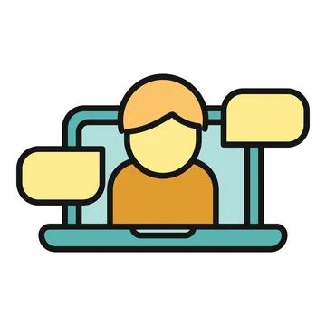 Person chatting online using laptop for communication Stock Illustration