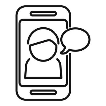 Person chatting on smartphone using mobile app icon Illustrazione stock