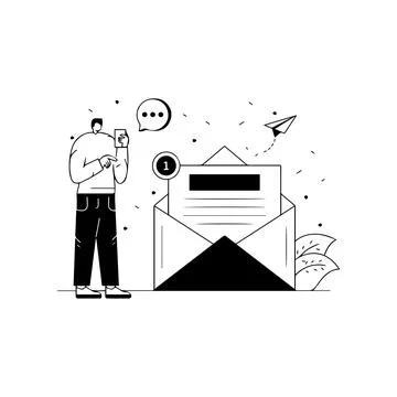 Person Checking Email Notification Illustration. Vector icon. Stock Illustration