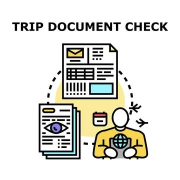 Person checking global travel documents concept illustration Ilustración de archivo